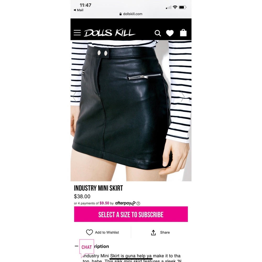 Honey Punch Faux Leather Zipper Skirt